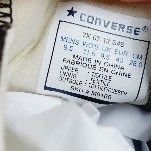 Converse Men's Black White Chuck Taylor All Star Hi-Top Athletic Sneaker Sz 9.5 - Picture 8 of 9